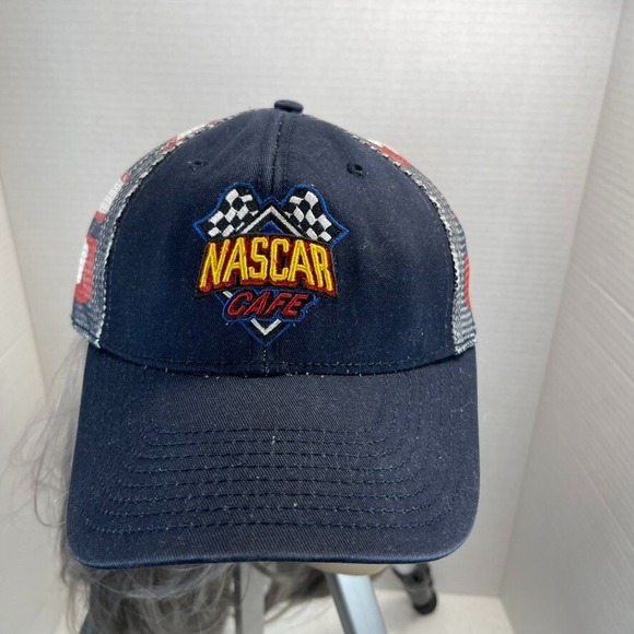 Nascar Other - Nascar Hat Cap Strap Back Blue Adjustable Mesh Official Cafe Racewear Flames Men